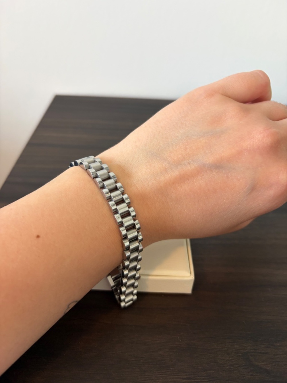 Men's Stainless Steel President Style Link Bracelet 8.5" Silver Tone